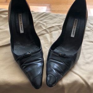 Vintage Black Manolo Blahnik leather heels 7.5